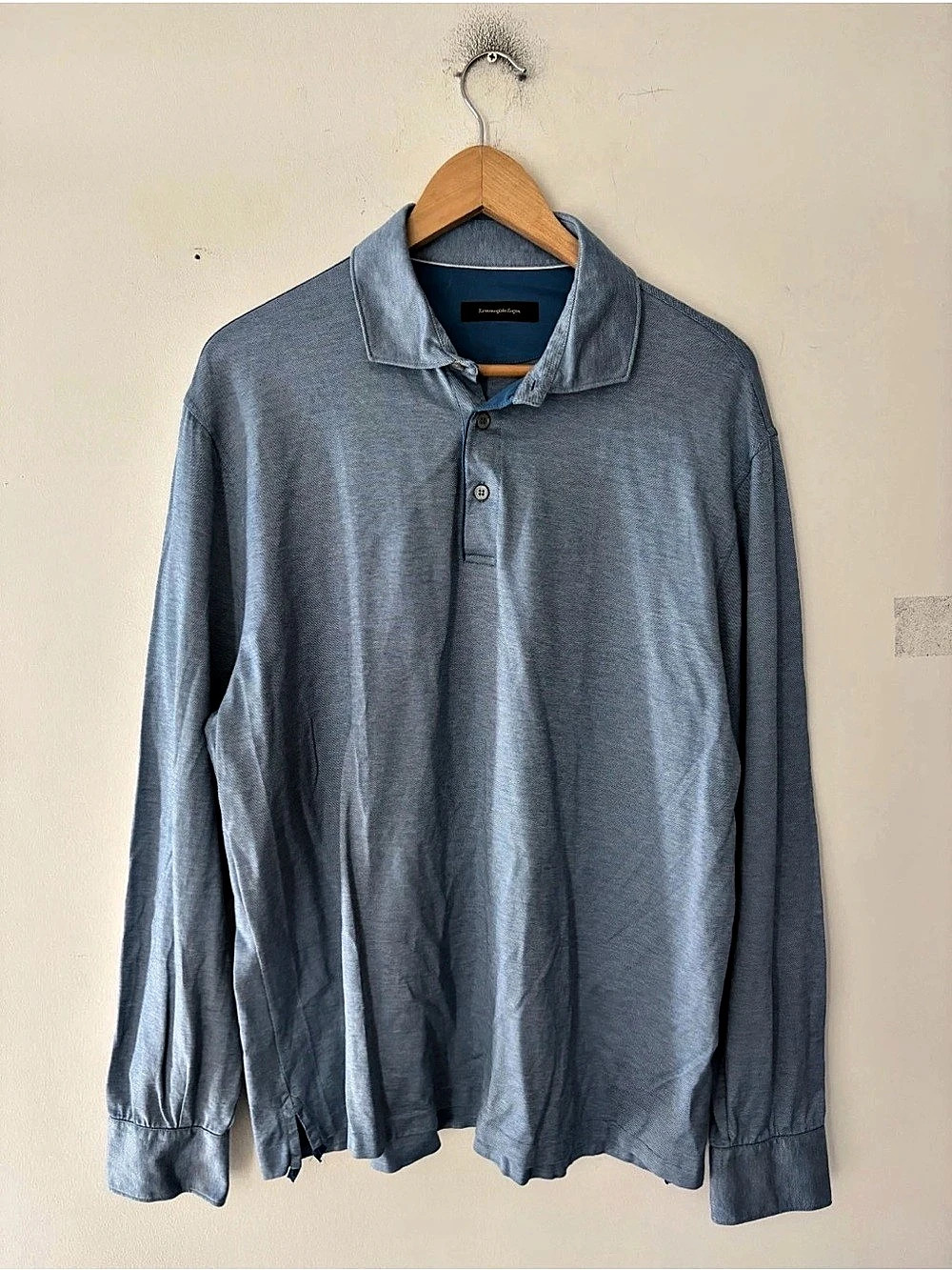 Ermenegildo Zegna Long Sleeve Cotton Polo Shirt Size L